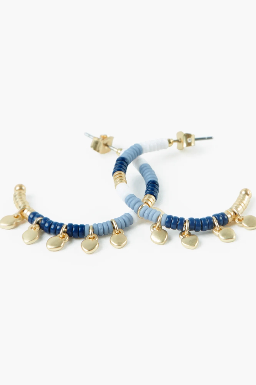 BLUE AND GOLD BEADED EARRINGS, image 2