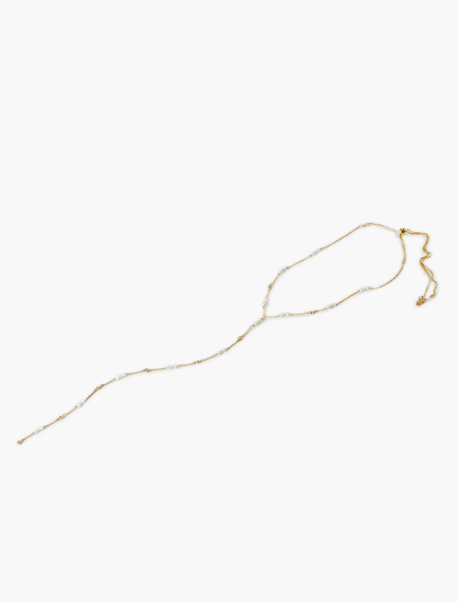 PEARL AND PAVE LARIAT NECKLACE, image 2