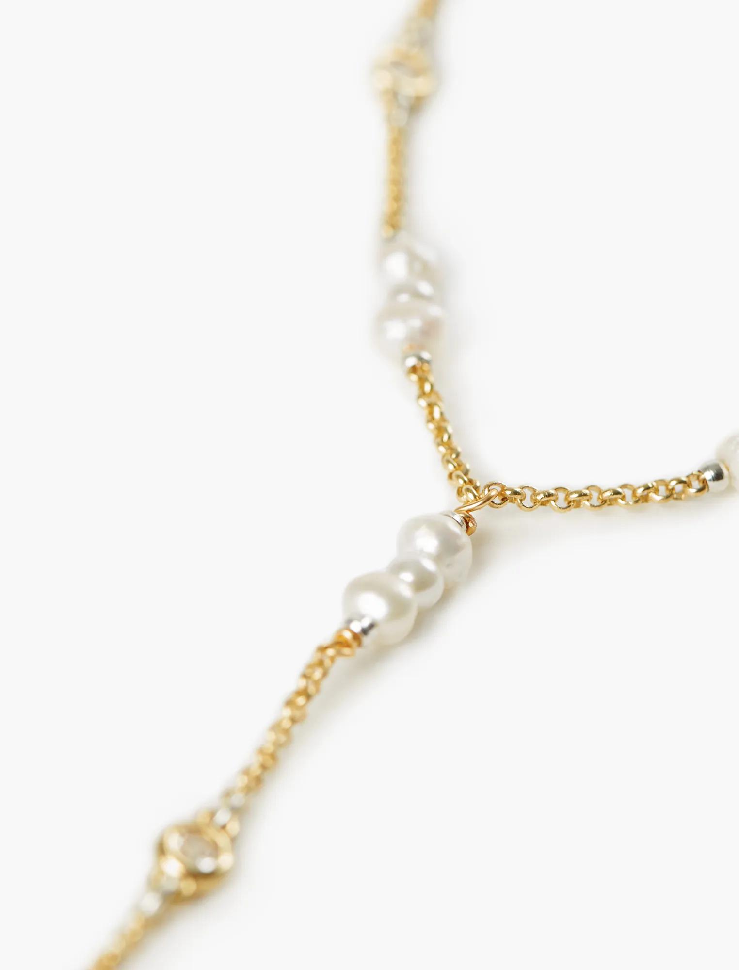 PEARL AND PAVE LARIAT NECKLACE, image 3