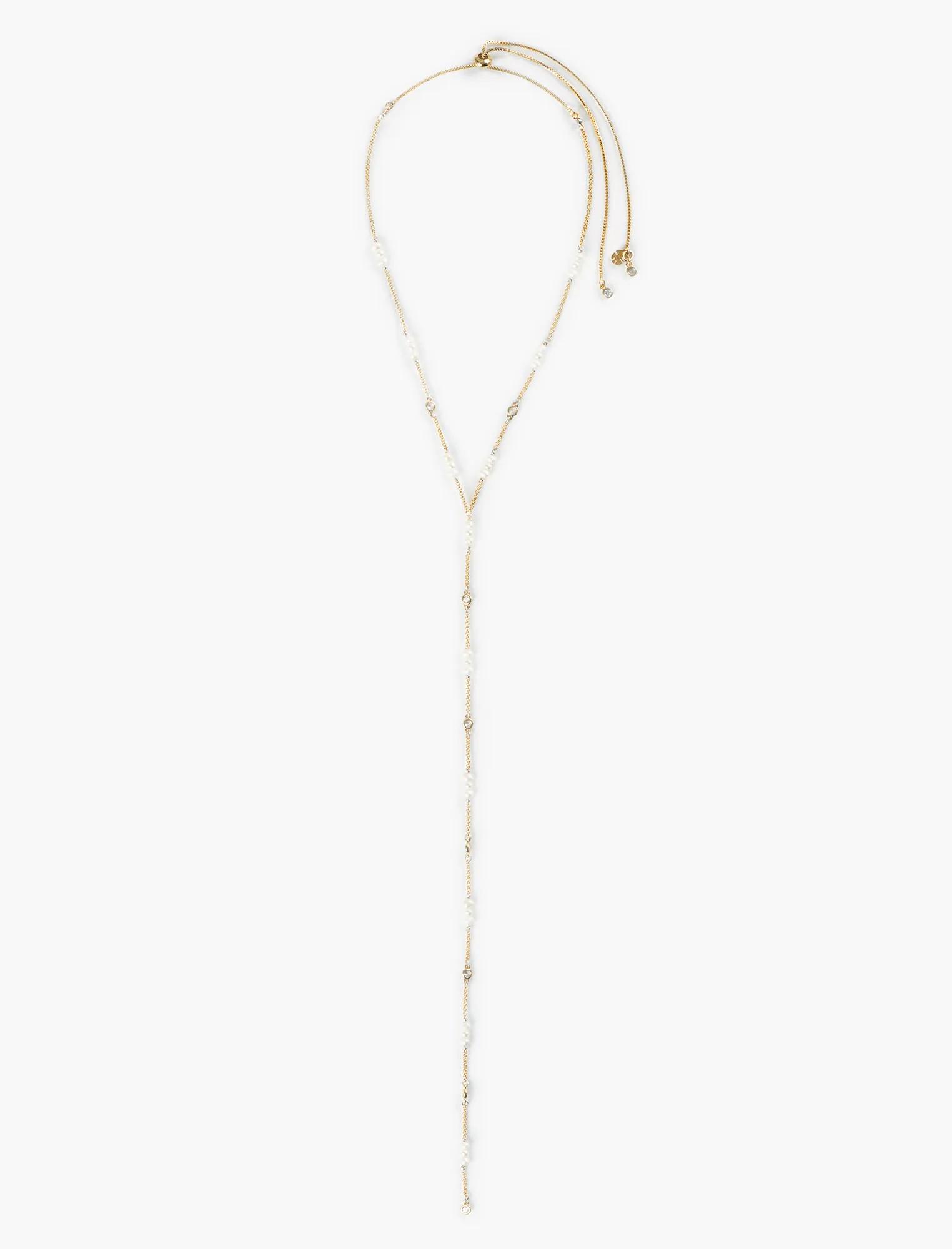 PEARL AND PAVE LARIAT NECKLACE, image 4