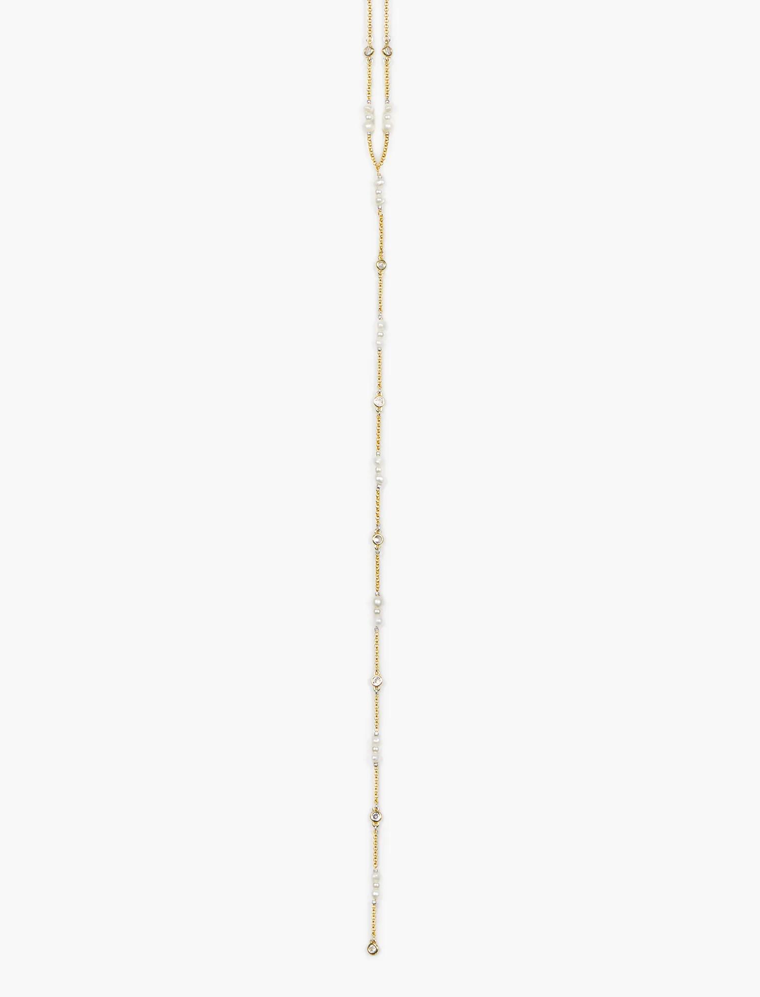 PEARL AND PAVE LARIAT NECKLACE, image 5