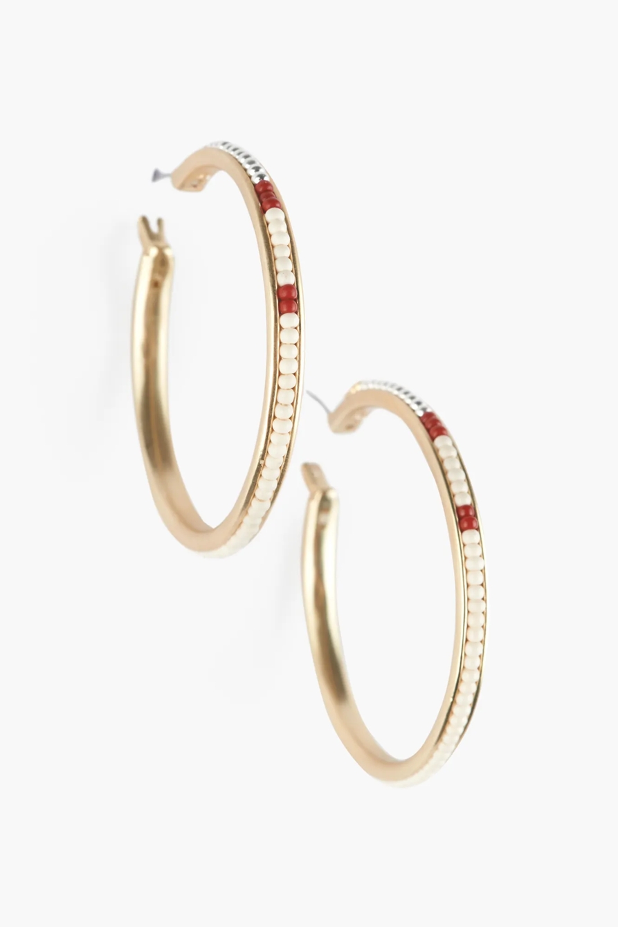 BEADED HOOP DROP EARRINGS, image 2