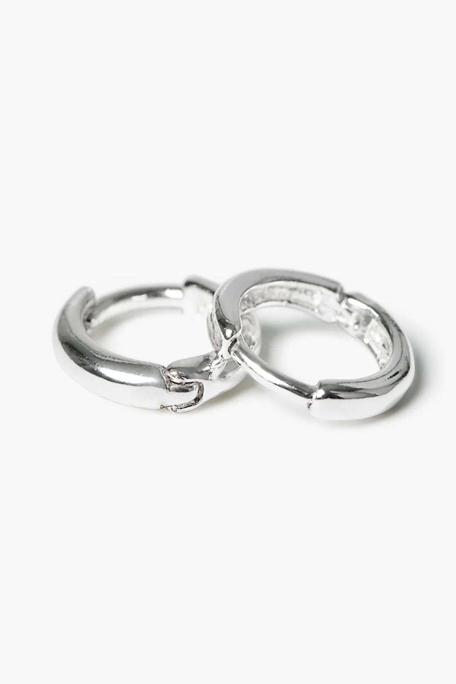 SILVER HOOP HUGGIE EARRINGS, image 3