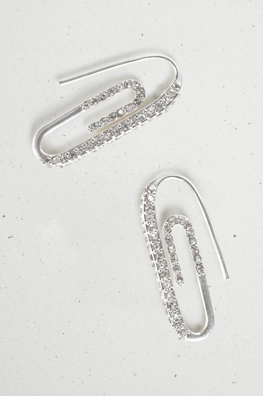 PAVE PAPER CLIP EARRING, image 2