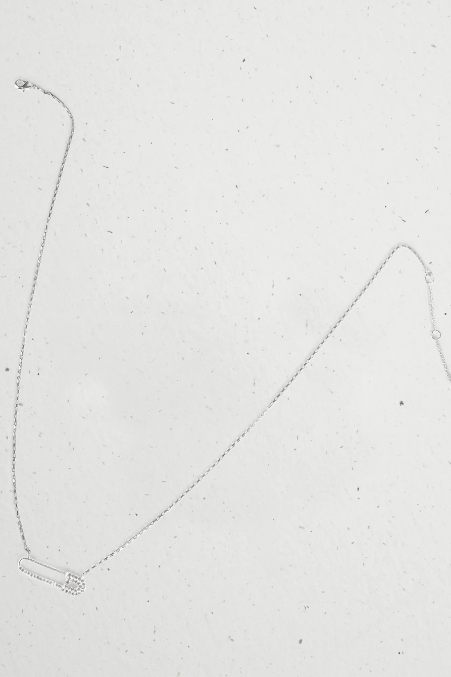 PAVE SAFETY PIN NECKLACE, image 1