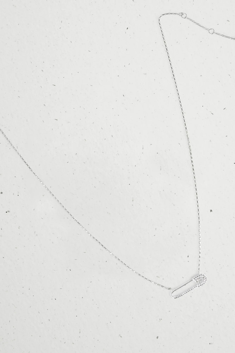 PAVE SAFETY PIN NECKLACE, image 2