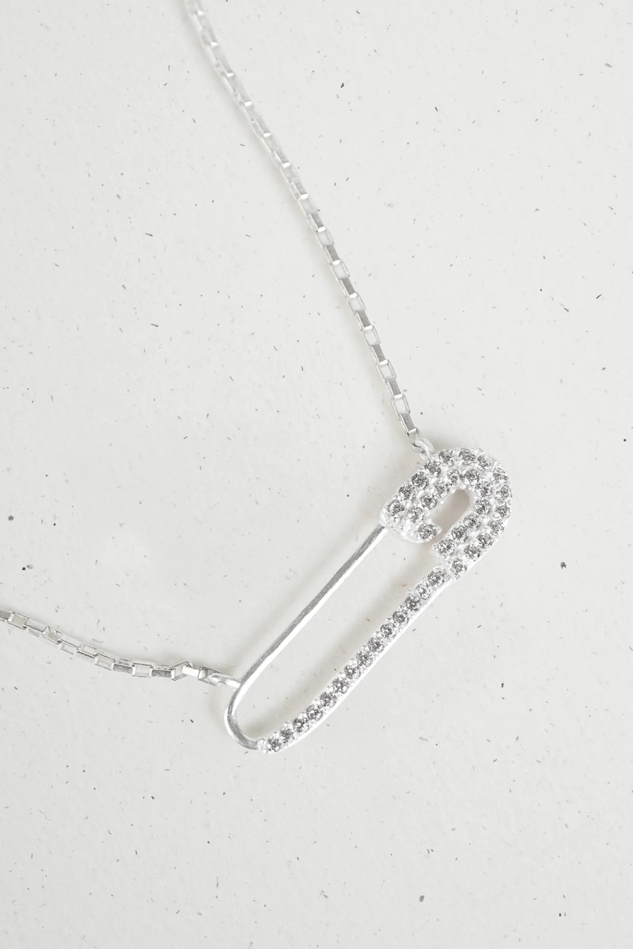 PAVE SAFETY PIN NECKLACE, image 3
