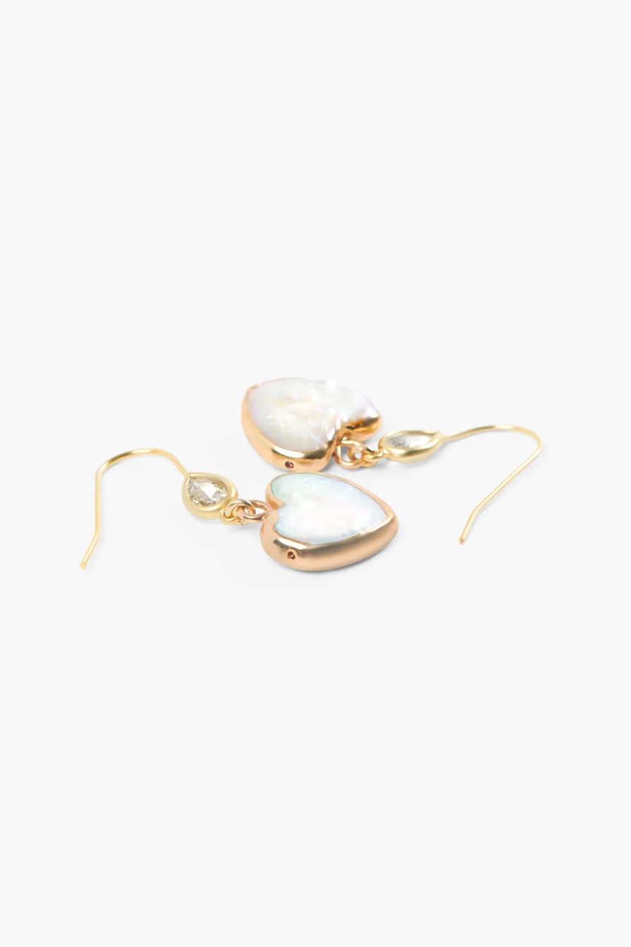 GOLD HEART DROP EARRINGS, image 2