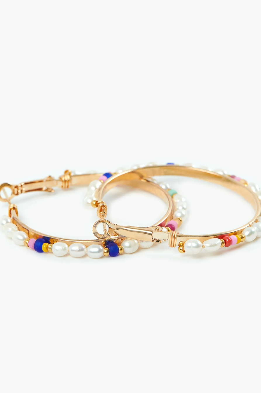 PEARL RAINBOW HOOP EARRING, image 2