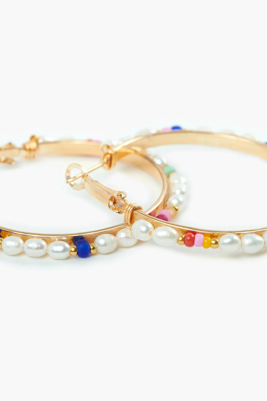 PEARL RAINBOW HOOP EARRING, image 3