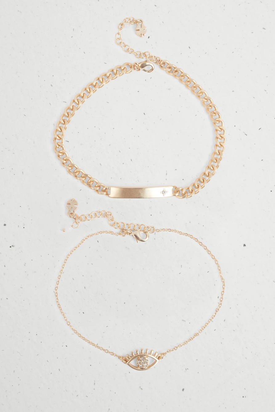 PAVE CHAIN EVIL EYE ANKLET SET, image 2