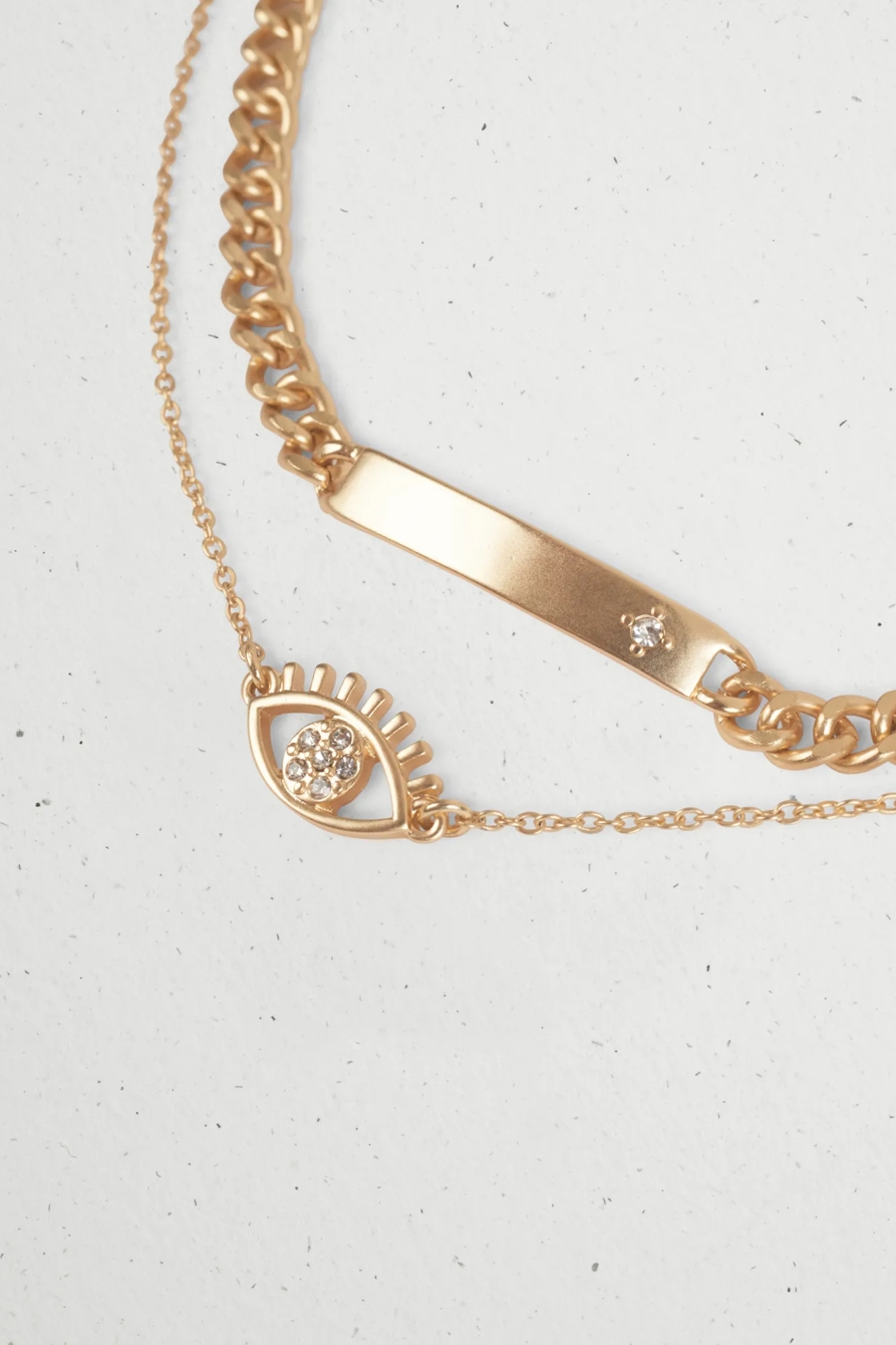 PAVE CHAIN EVIL EYE ANKLET SET, image 3