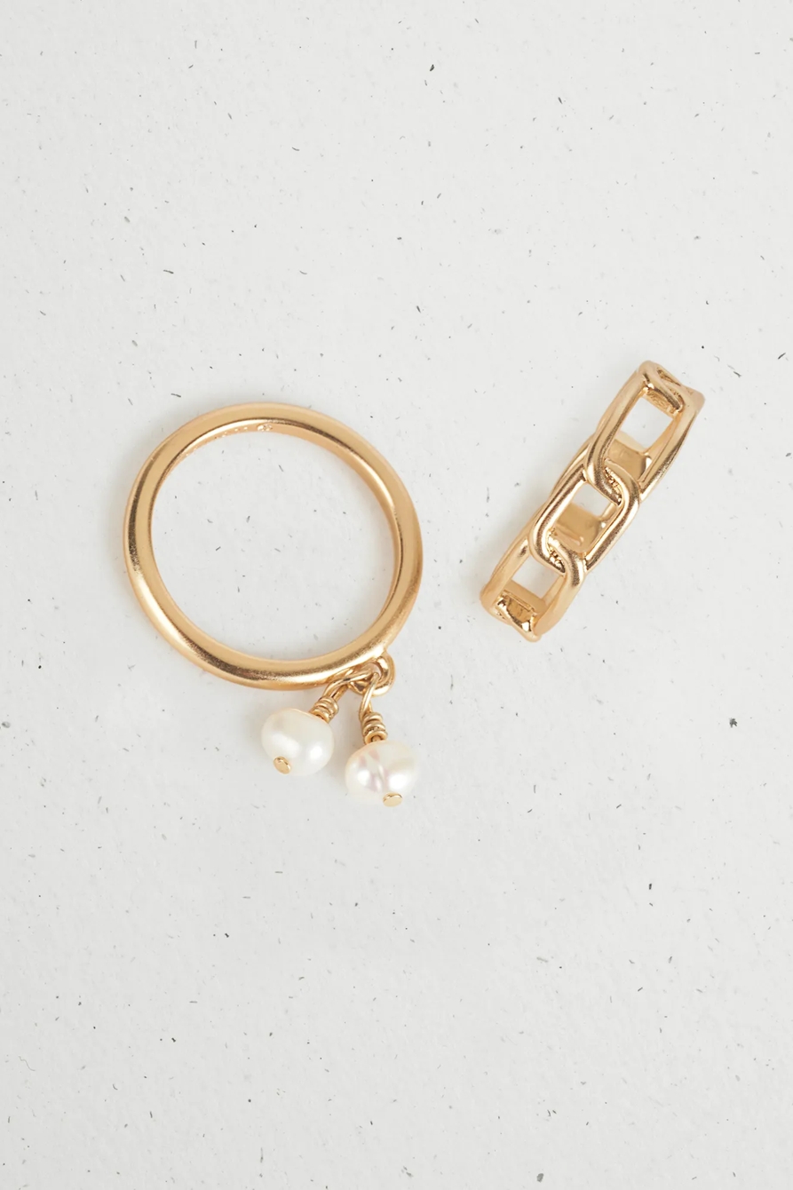 PEARL CHAIN RING STACK, image 2