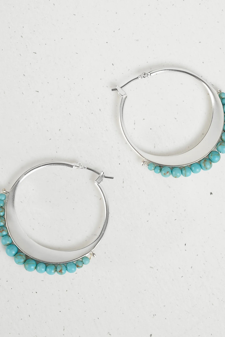 MODERN TURQUOISE HOOP EARRING, image 1