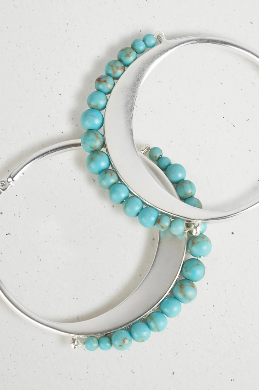 MODERN TURQUOISE HOOP EARRING, image 2