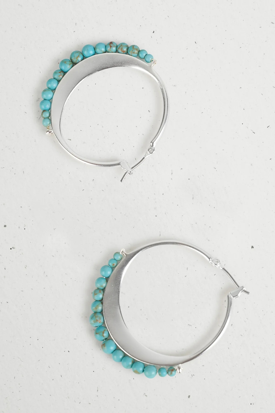 MODERN TURQUOISE HOOP EARRING, image 3