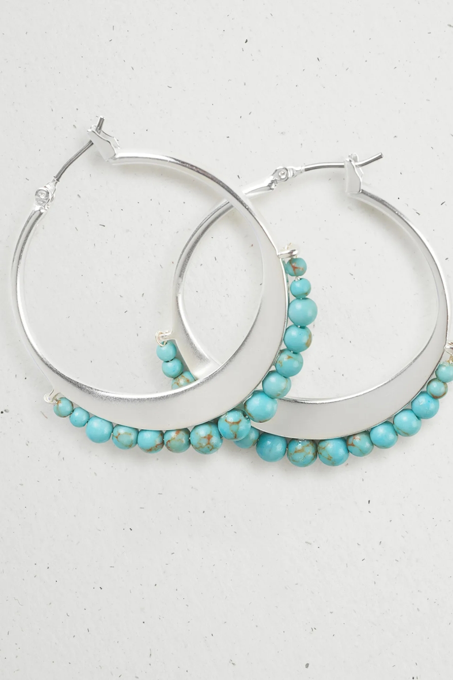 MODERN TURQUOISE HOOP EARRING, image 4