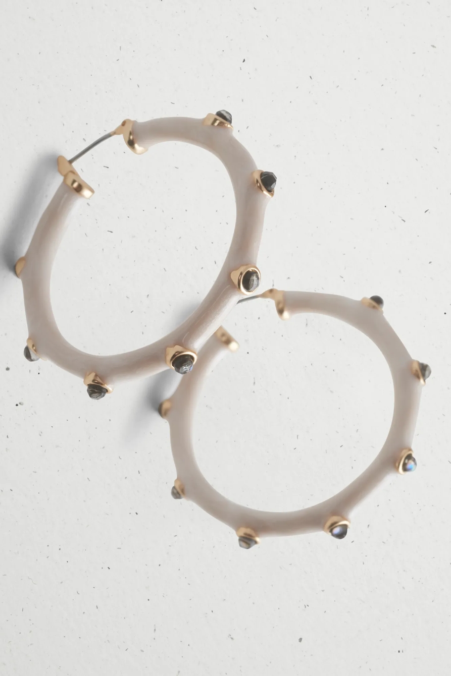 PEARL INLAY HOOP EARRING, image 2