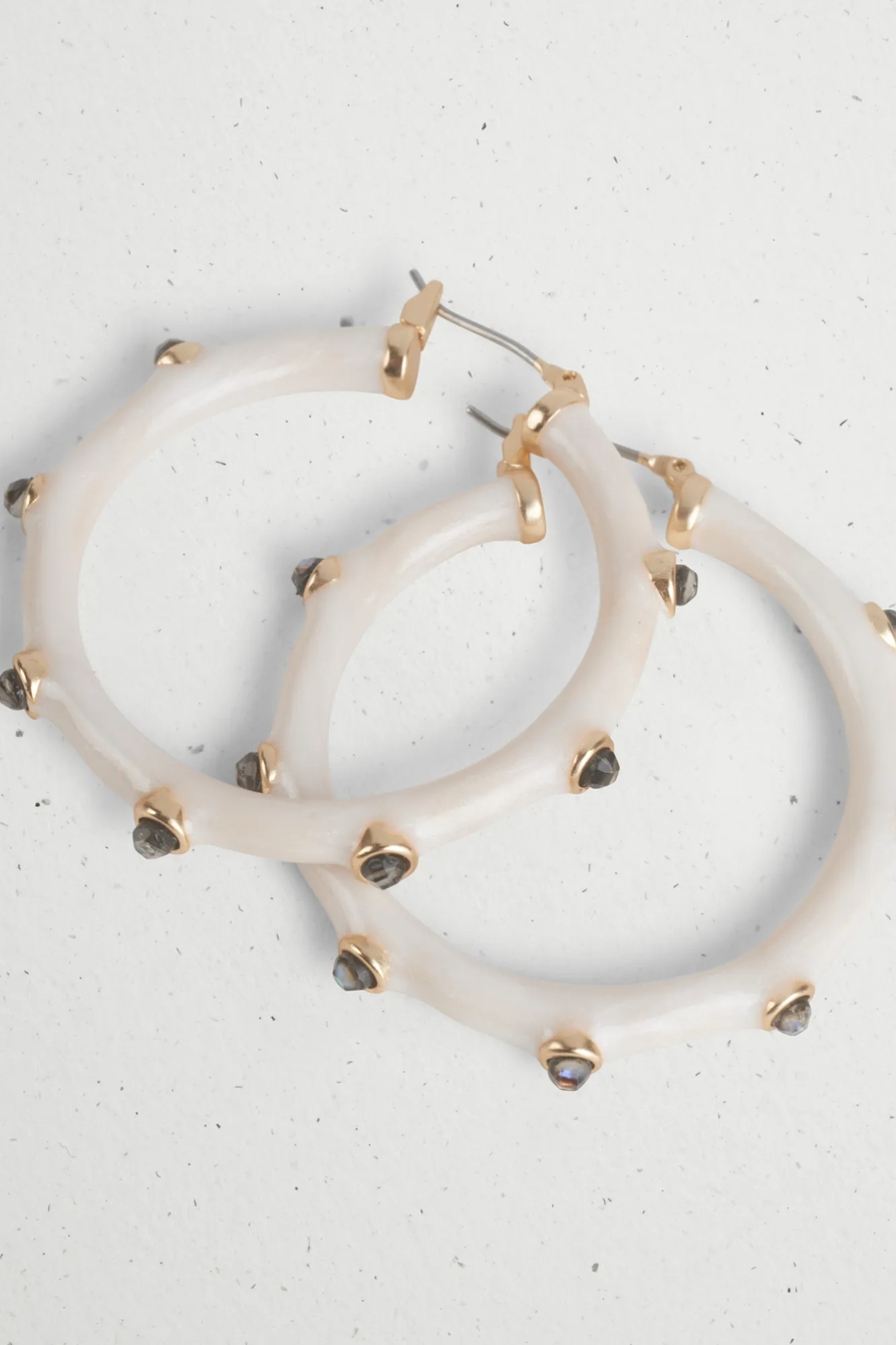 PEARL INLAY HOOP EARRING, image 3