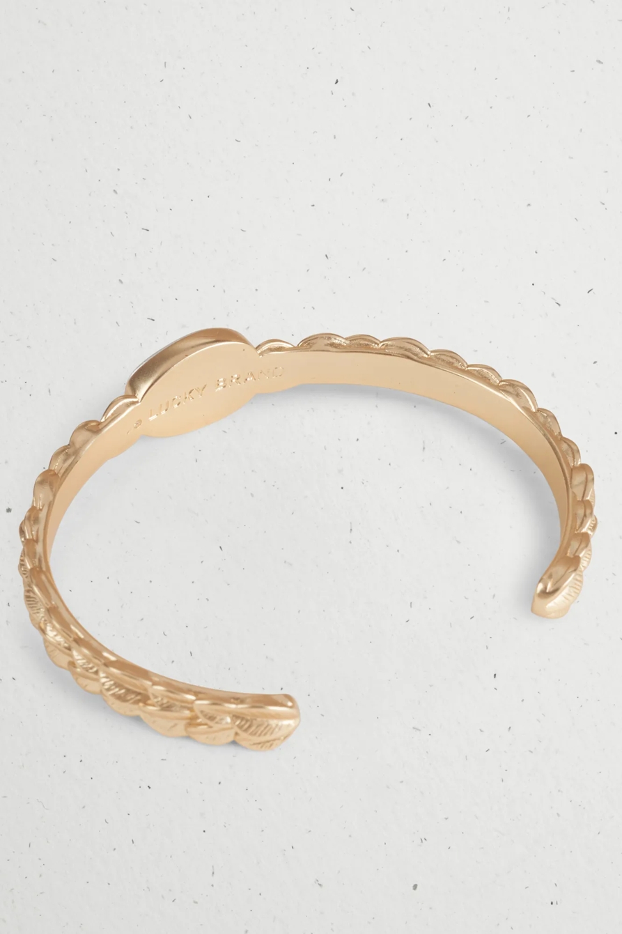 LEAFY DETAIL PEARL CUFF BRACELET, image 2