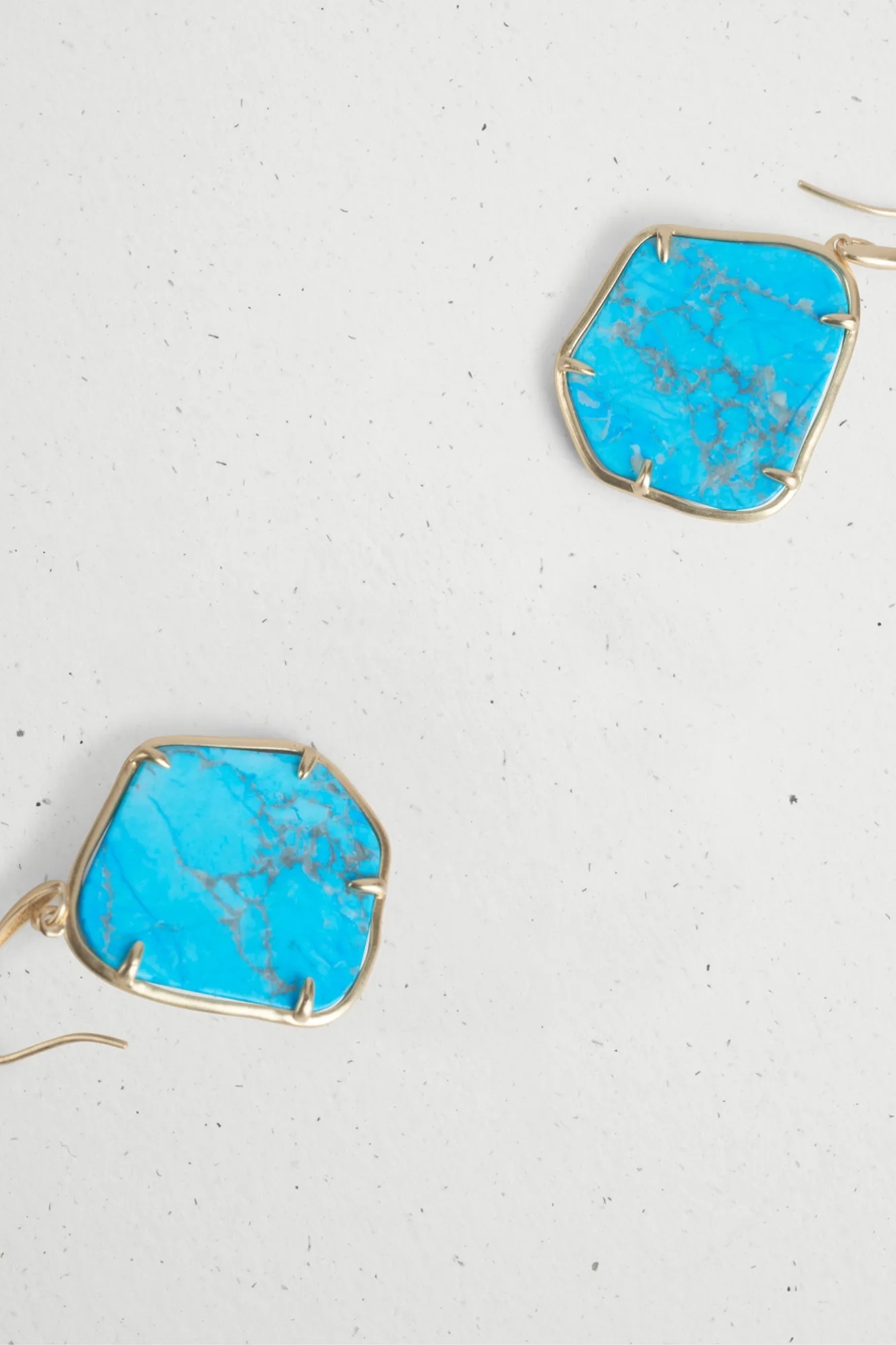 TURQUOISE STONE DROP EARRING, image 2