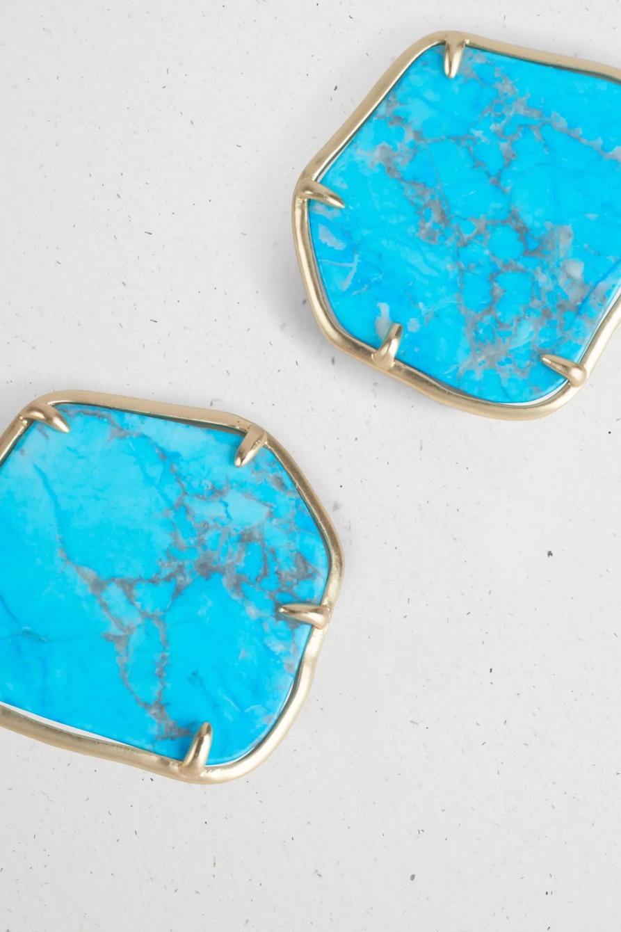 TURQUOISE STONE DROP EARRING, image 3