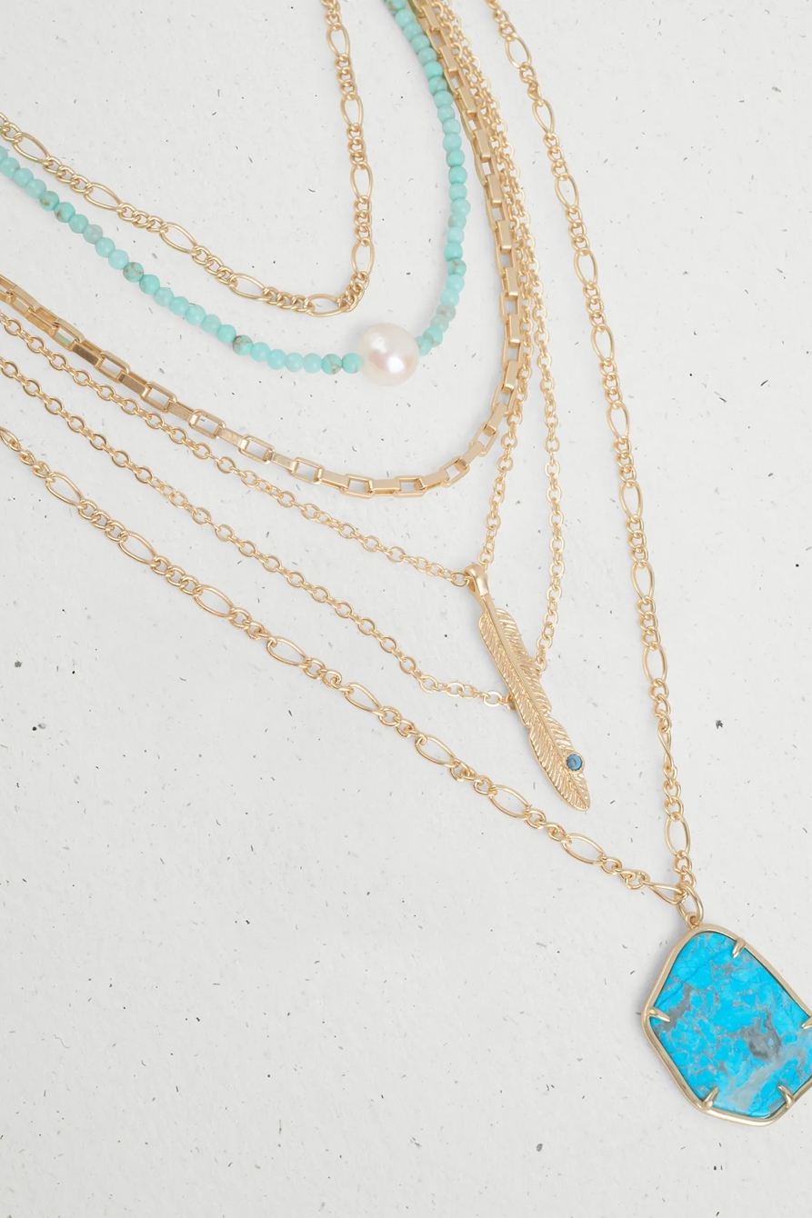 TURQUOISE STONE STATEMENT LAYER NECKLACE, image 2