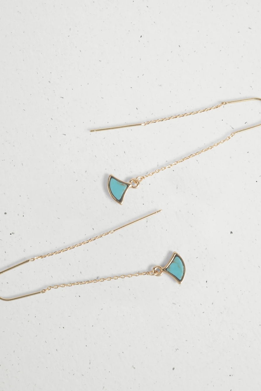 TURQUOISE INLAY THREADER EARRING, image 2