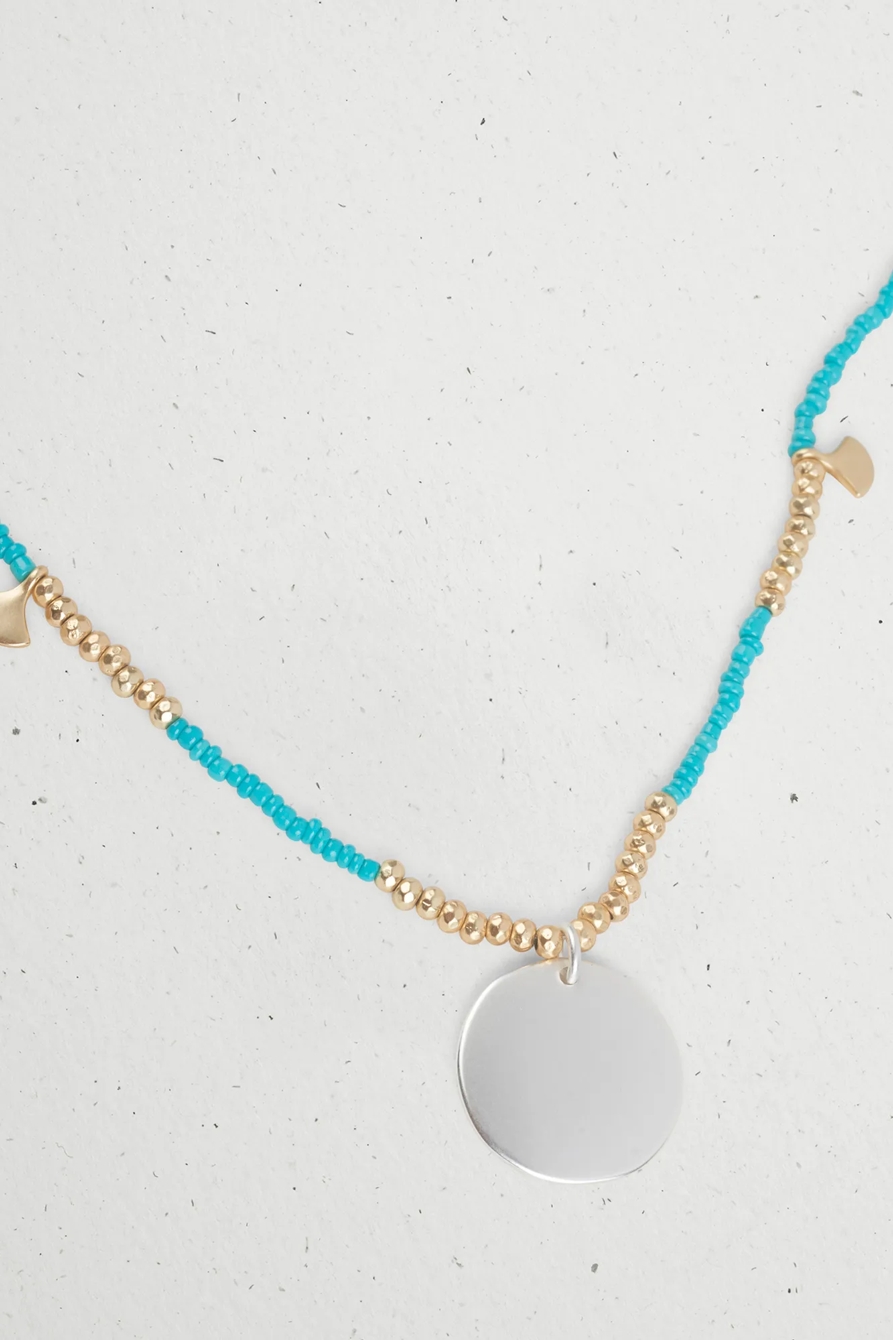 TURQUOISE BEADED DISC NECKLACE, image 3