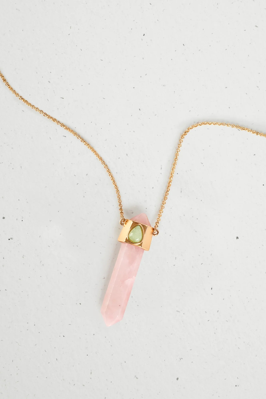 ROSE QUARTZ POINT CRYSTAL PENDANT, image 2