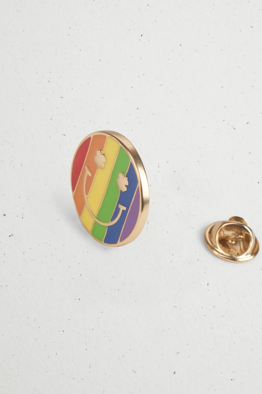 SMILEY FACE ENAMEL PRIDE PIN, image 3