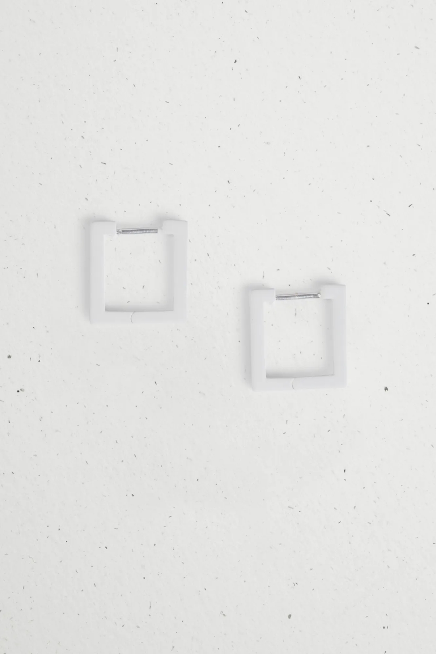 ENAMEL MINI SQUARE HOOP EARRING, image 2