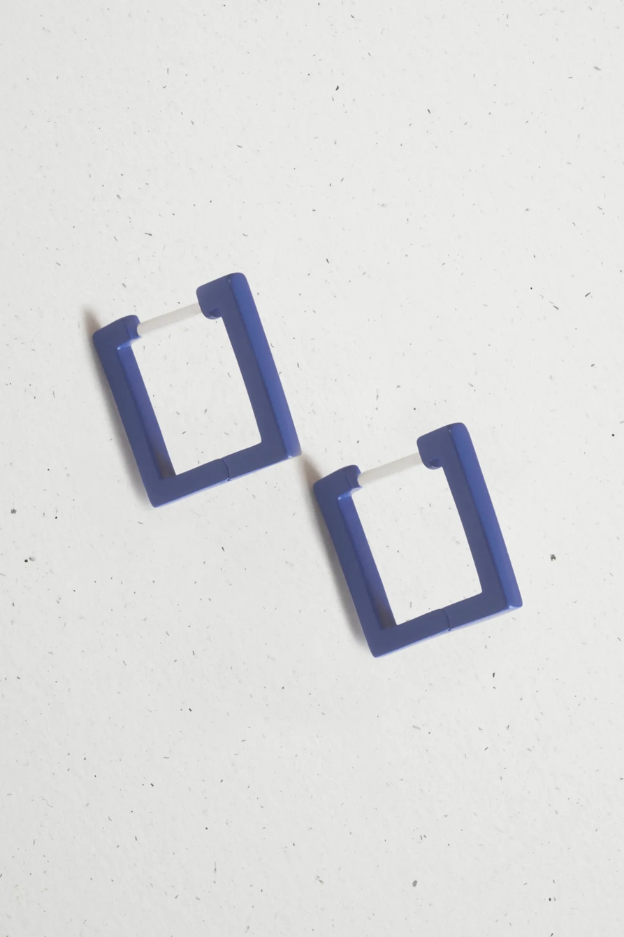 NAVY MINI SQUARE HOOP EARRING, image 2