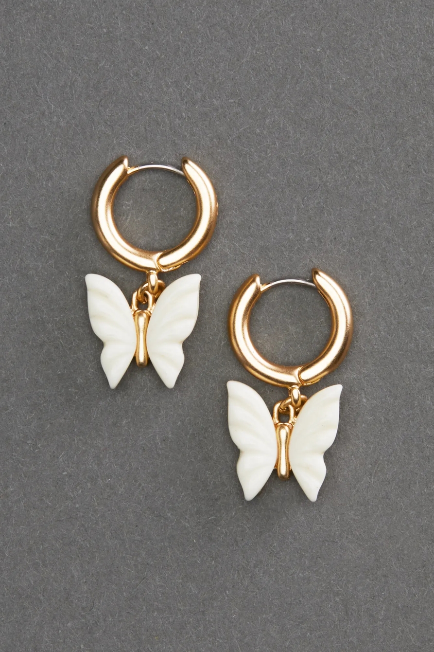 CARVED BUTTERFLY HOOP EARRING, image 1