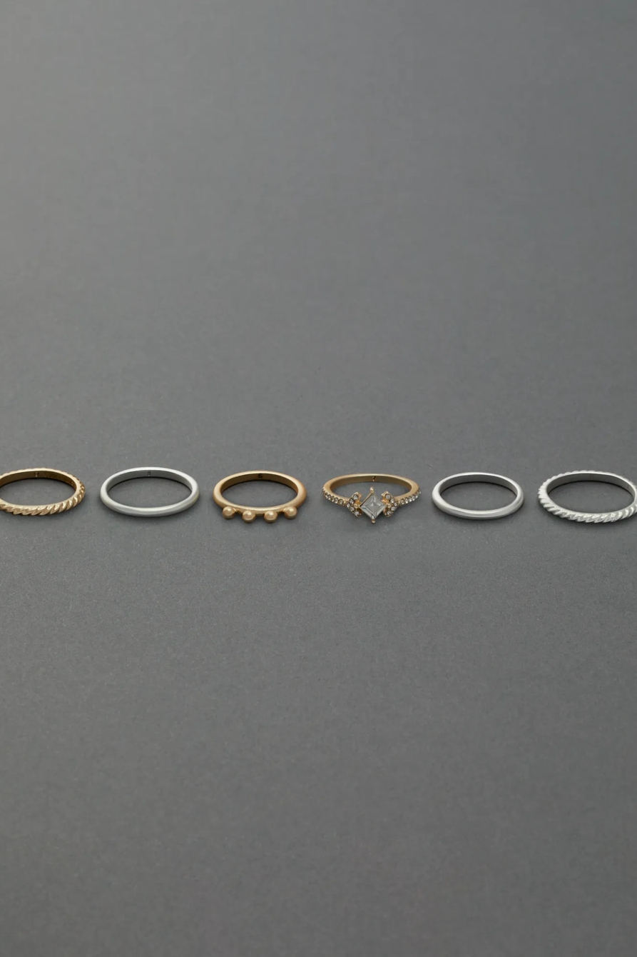 DELICATE SET STONE RING STACK, image 2