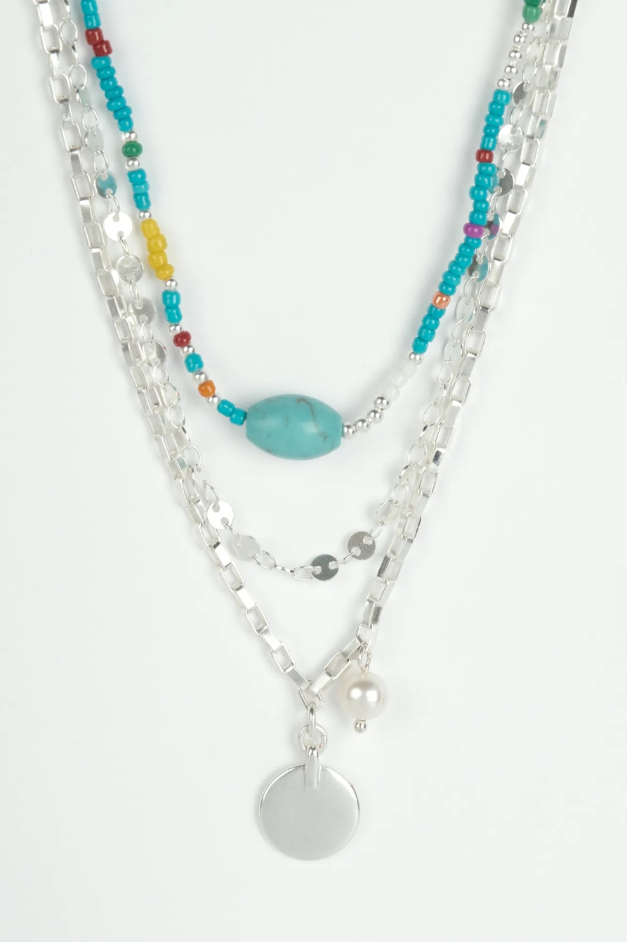 MULTI COLOR BEADED LAYER NECKLACE, image 1
