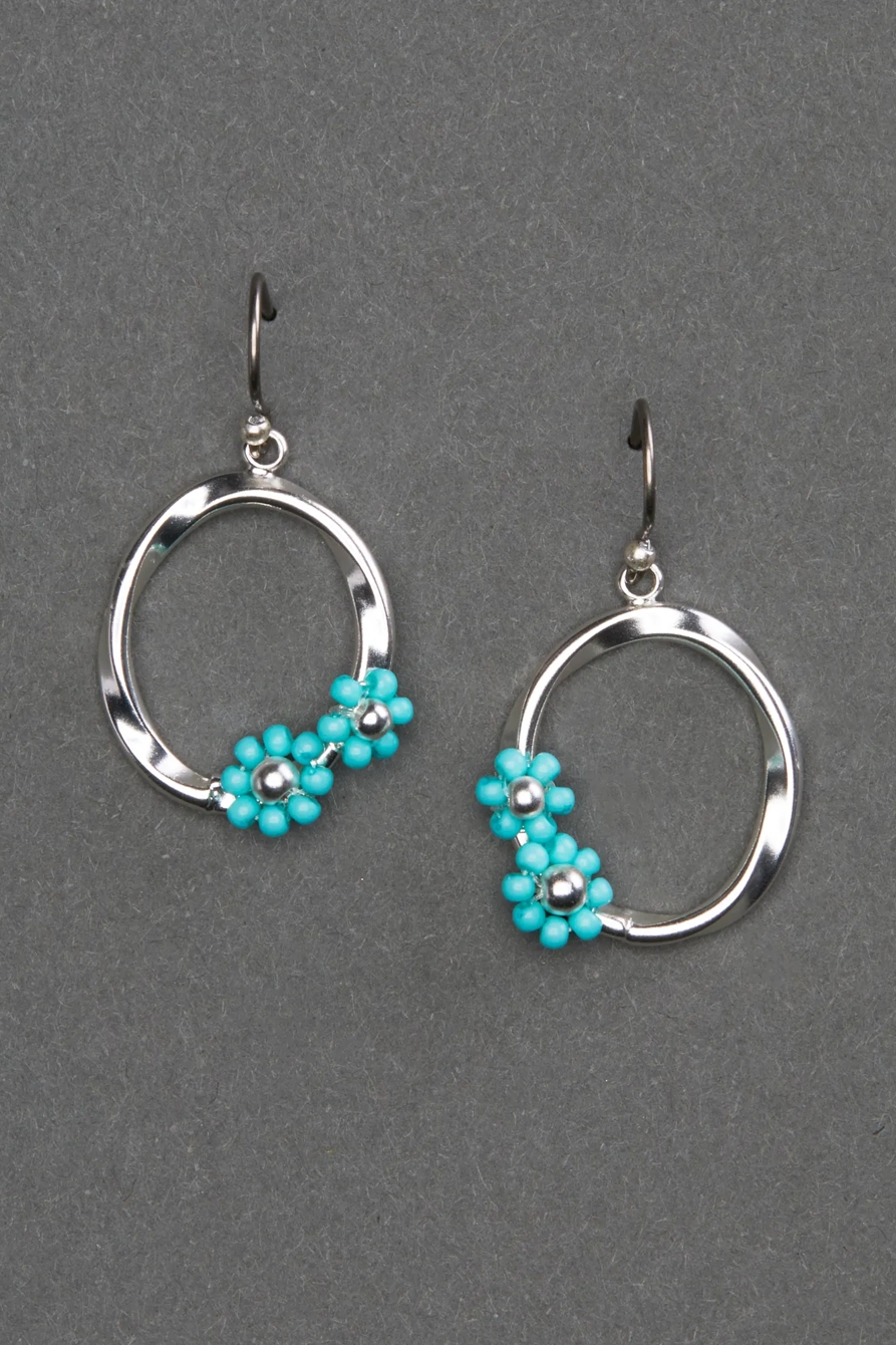 TURQUOISE FLOWER DROP EARRING, image 1