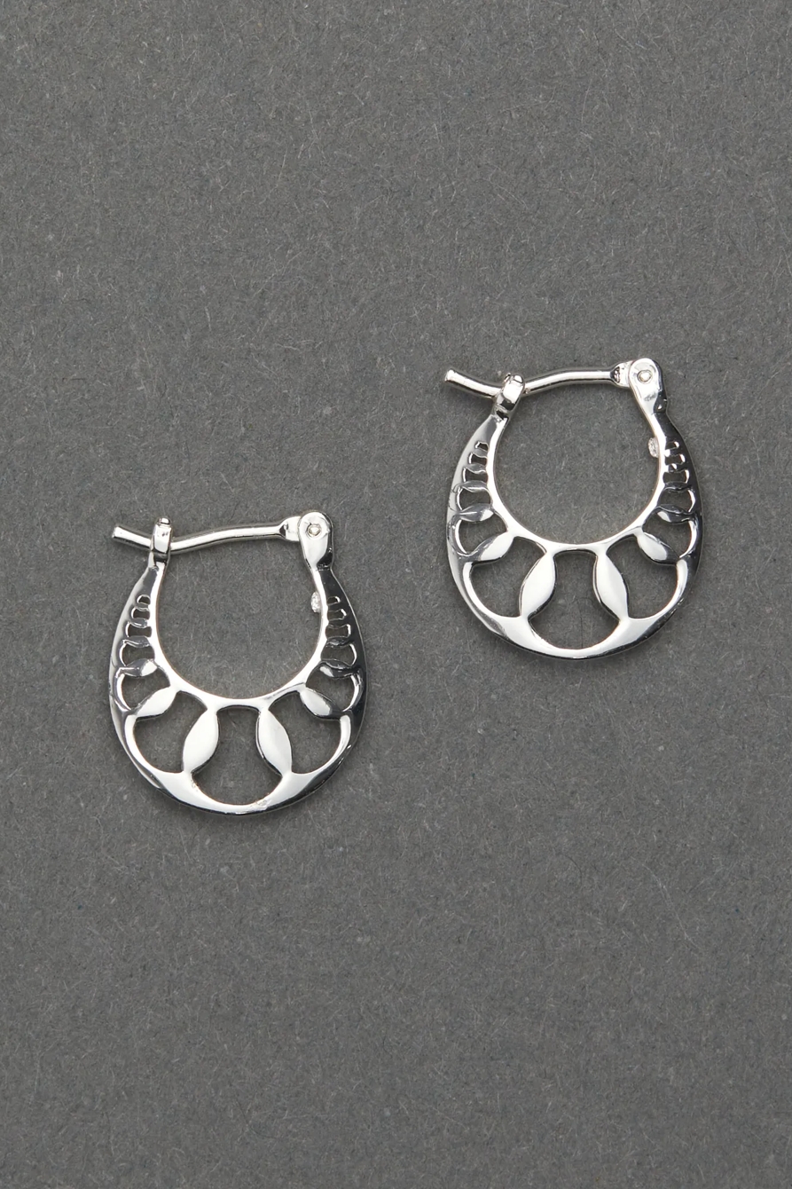 STERLING SILVER OPEN WORK HOOP EARRING, image 1