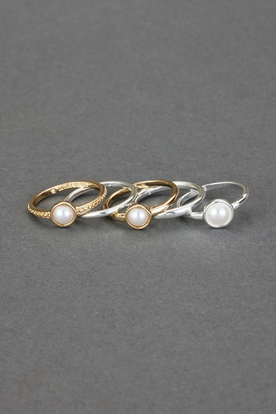 TWO TONE PEARL RING STACK, image 2
