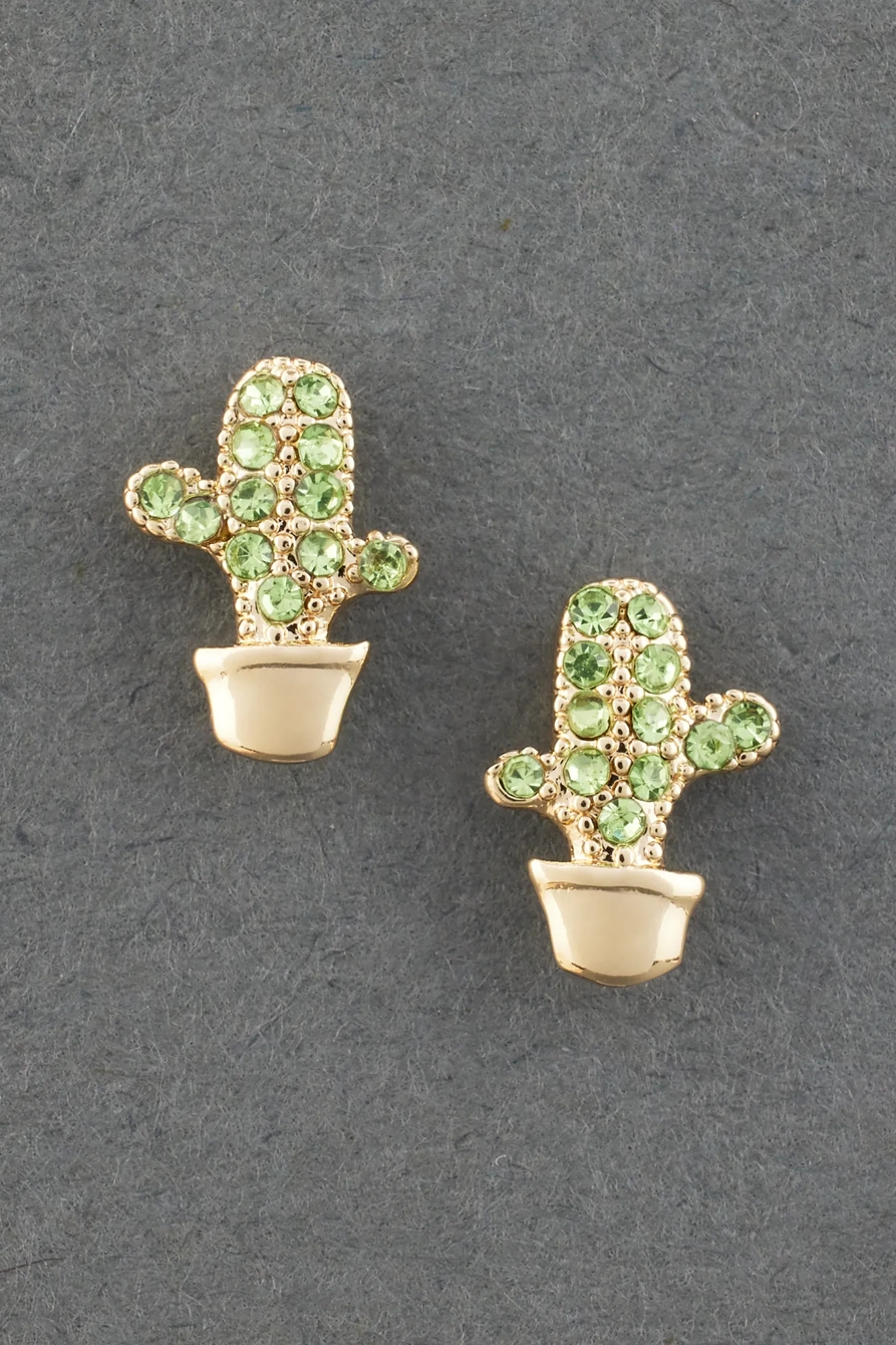 14K GOLD PLATED CACTUS STUD EARRING, image 1