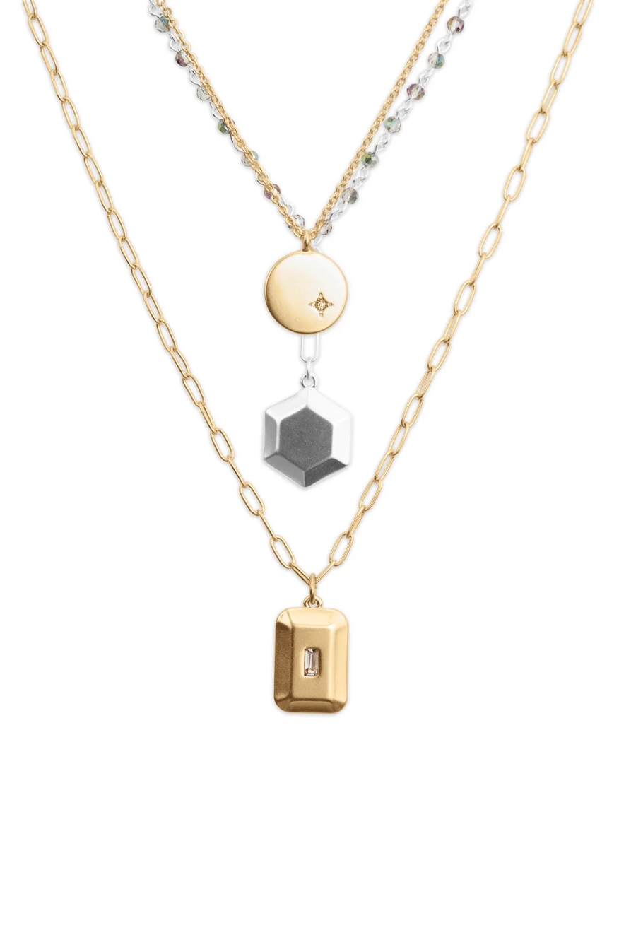 MODERN METAL SHAPES LAYER NECKLACE, image 2