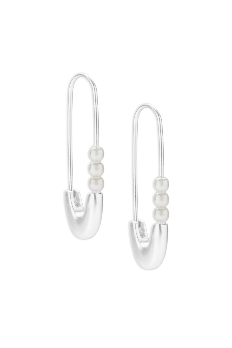 PEARL SAFETY PIN EARRING, image 2