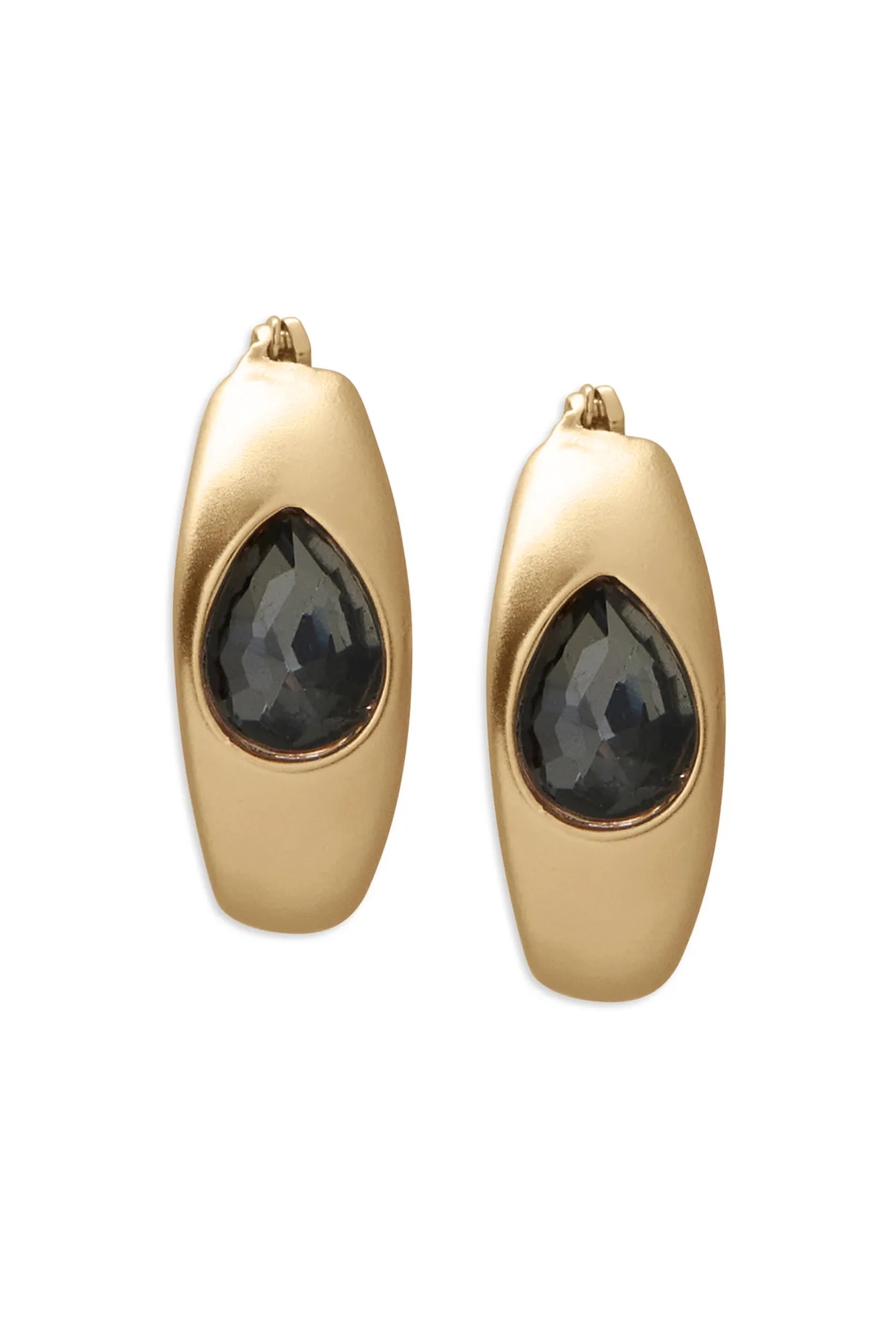 SMOKEY SET STONE HOOP EARRING, image 2