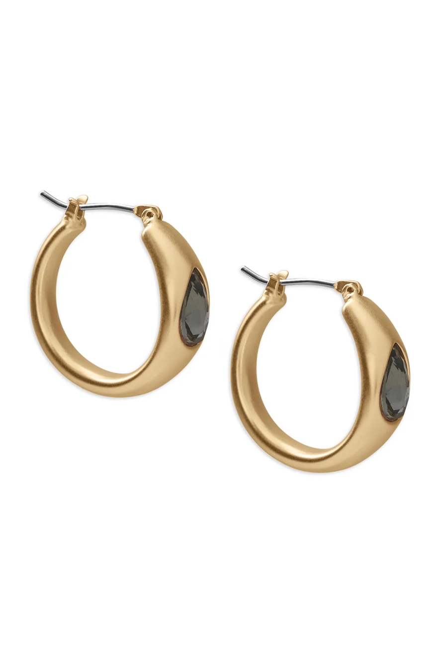 SMOKEY SET STONE HOOP EARRING, image 3