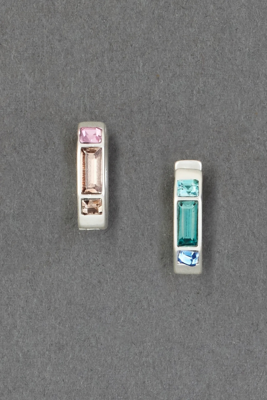 MULTI COLOR STONE HUGGIE HOOP EARRING, image 1