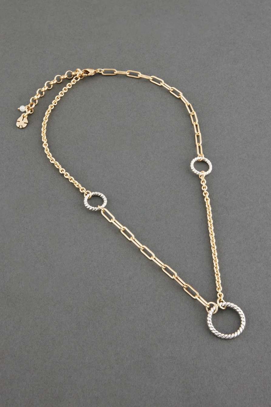 TWO TONE ROPE LOOPS AND CHAIN COLLAR NECKLACE, image 1