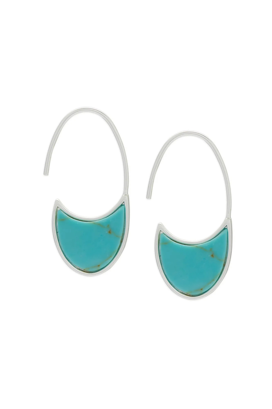 TURQUOISE THREADER SLICE EARRING, image 2