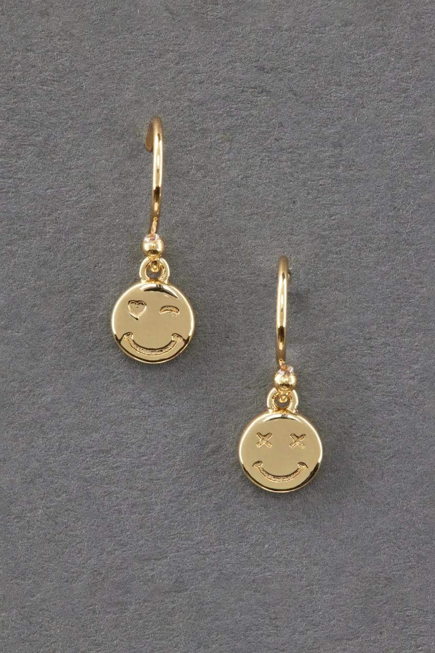 14K GOLD PLATED SMILEY EARRING, image 1