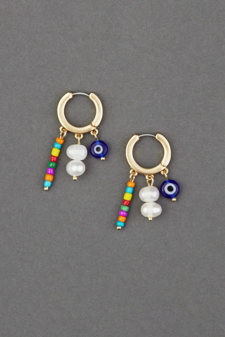 MULTI COLOR EVEIL EYE HOOP EARRING, image 1