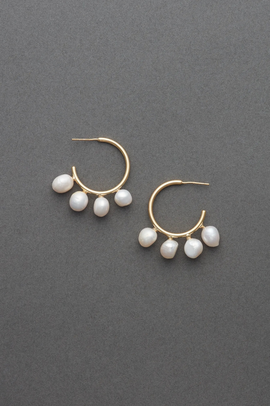 PEARL HOOP EARRINGS, image 1